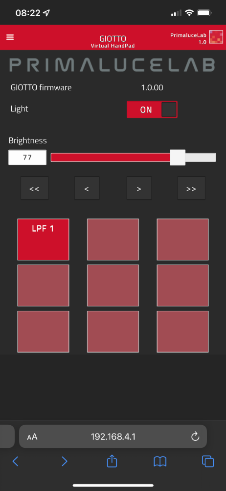 Primo utilizzo: controllare GIOTTO dalla Virtual HandPad