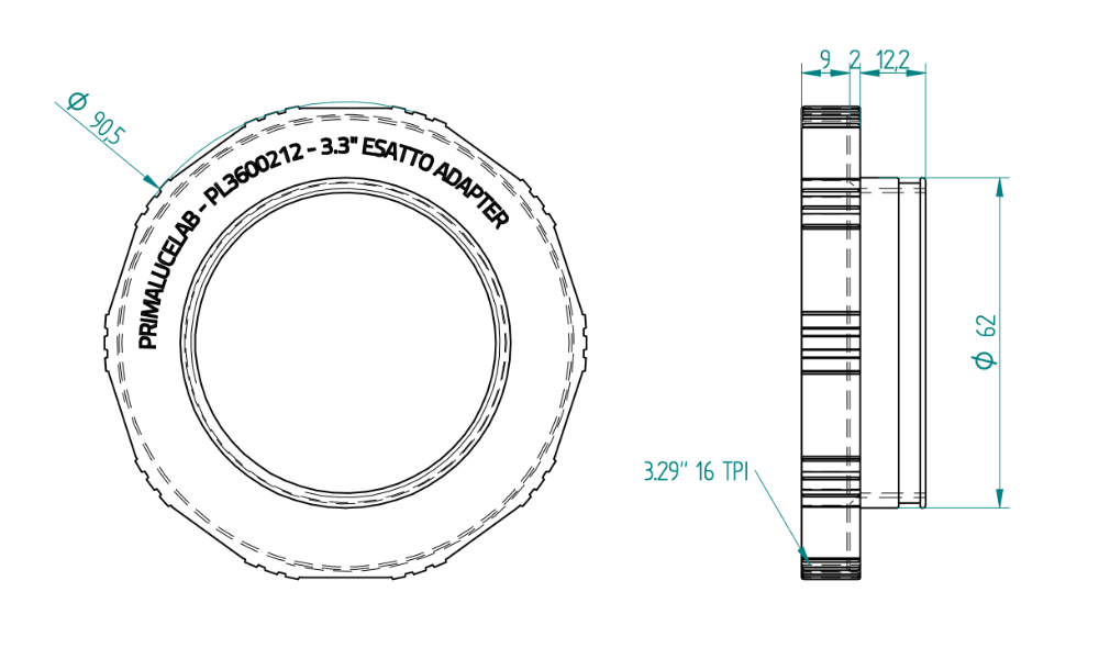 Adapter ESATTO 2 for telescopes with large 3.3 SC thread